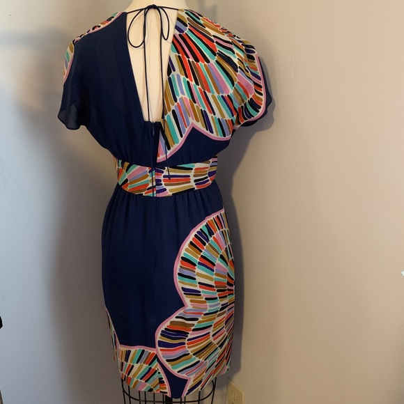 Tibi Silk Floral Navy Faux Wrap Dress - Size 4 - Picture 2 of 6